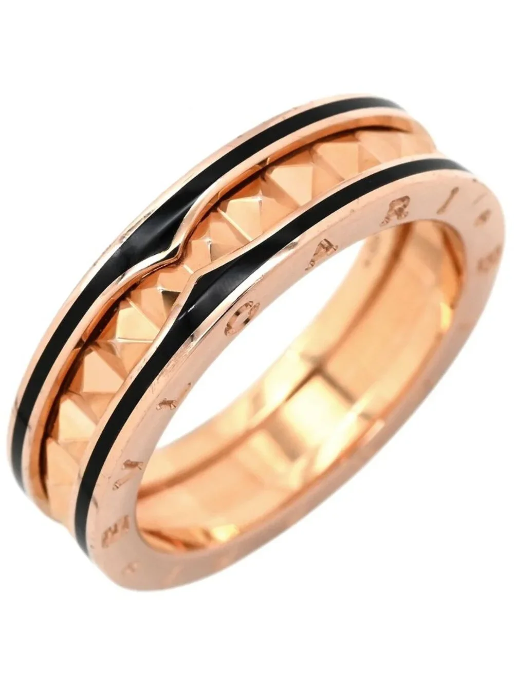 Bvlgari Ring Lock Band Black Pink Gold 67 18k